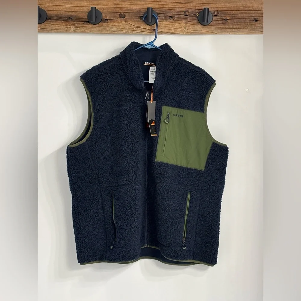 Orvis Dark Blue Sherpa Fleece Vest